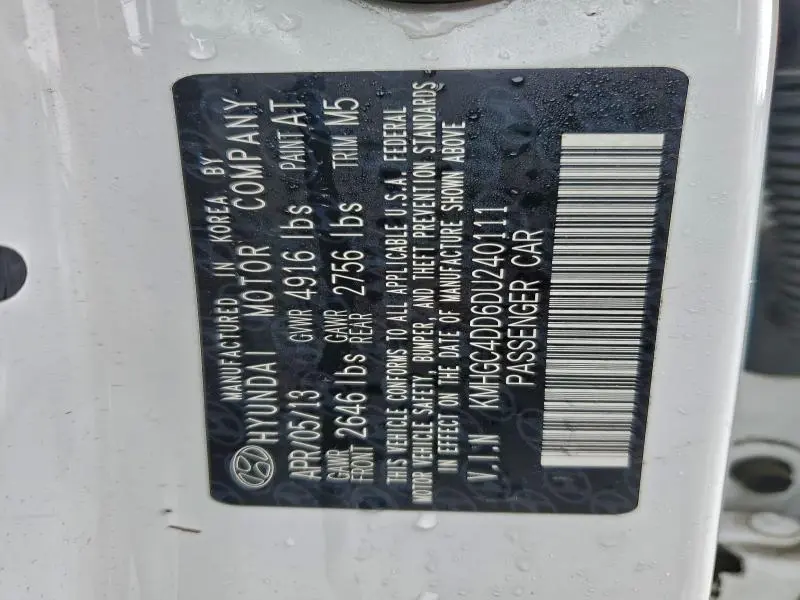 2013 HYUNDAI GENESIS 3.8L  