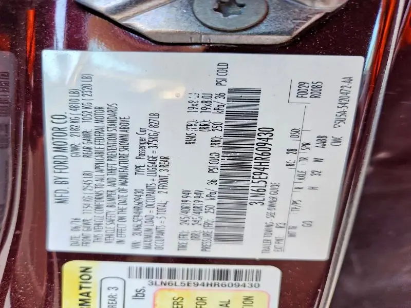 2017 LINCOLN MKZ RESERVE  