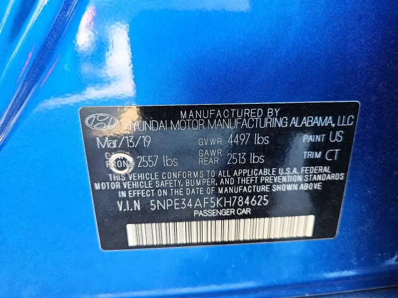 2019 HYUNDAI SONATA SPORT  