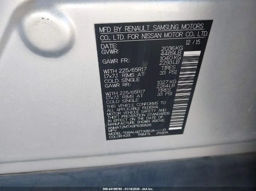 2016 NISSAN ROGUE SV