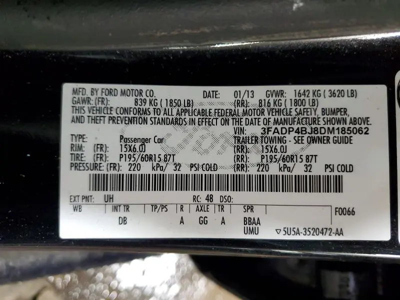 2013 FORD FIESTA SE  