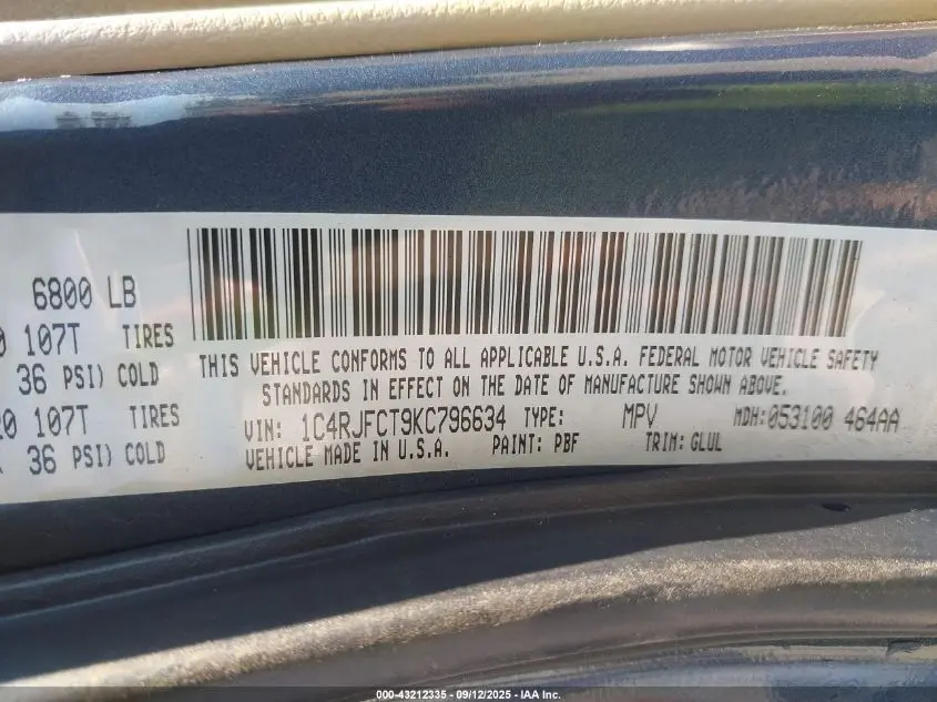 2019 JEEP GRAND CHEROKEE OVERLAND 4X4