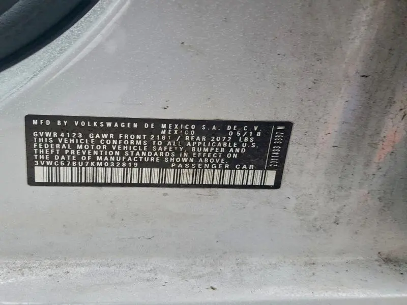 2019 VOLKSWAGEN JETTA S  