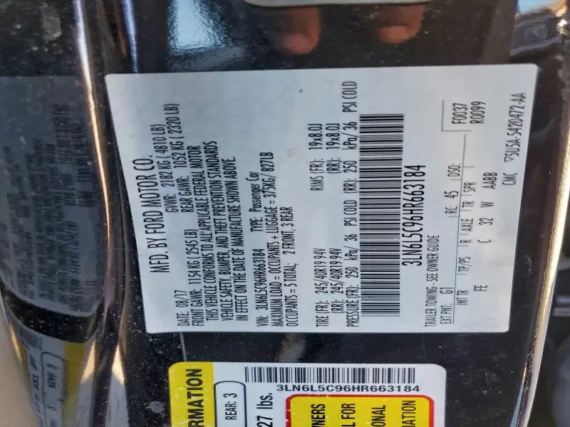 2017 LINCOLN MKZ SELECT  