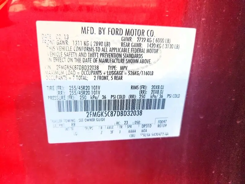 2013 FORD FLEX SEL  