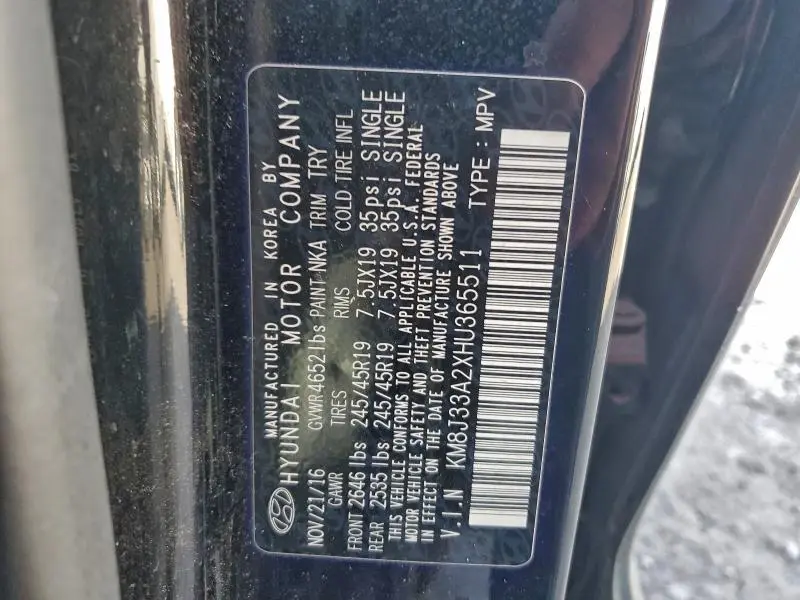 2017 HYUNDAI TUCSON LIMITED  