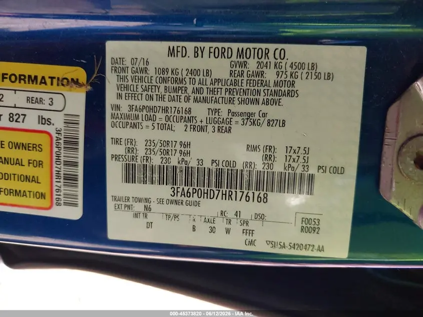 2017 FORD FUSION SE
