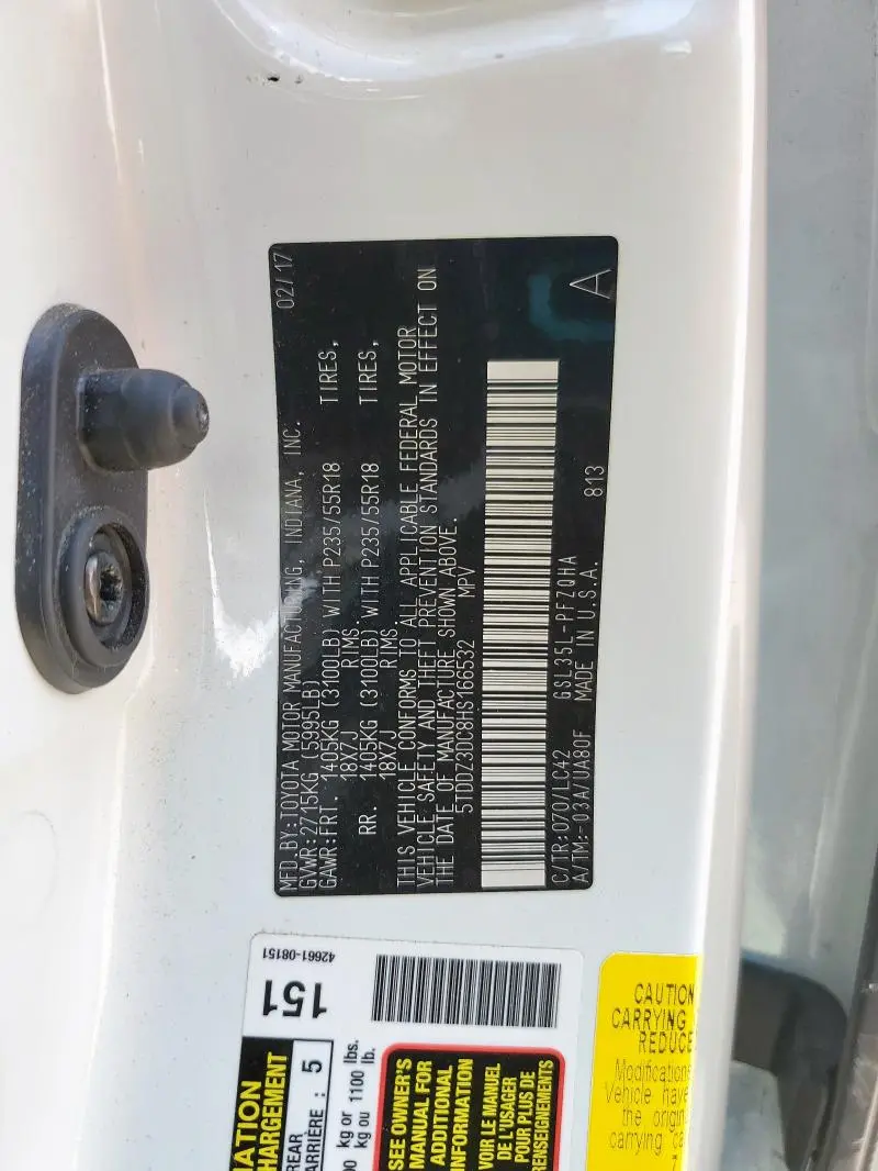 2017 TOYOTA SIENNA XLE  