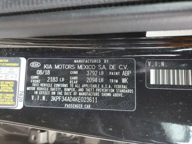 2019 KIA FORTE GT LINE  