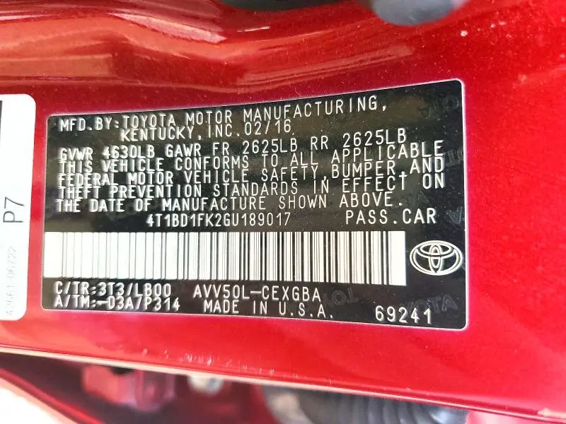 2016 TOYOTA CAMRY HYBRID  