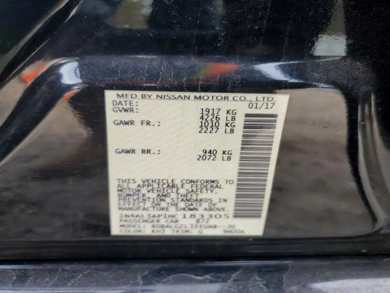 2017 NISSAN ALTIMA 2.5 S  