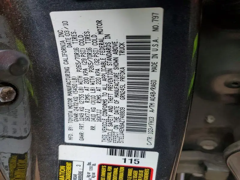 2010 TOYOTA TACOMA DOUBLE CAB  