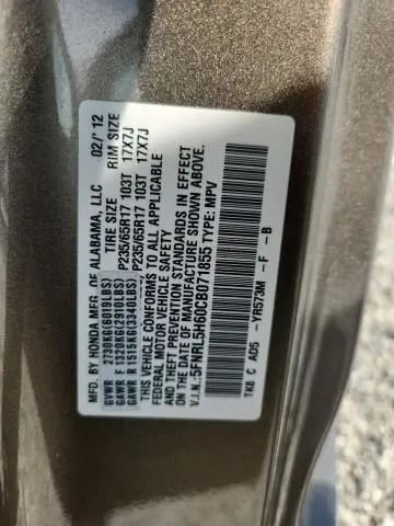 2012 HONDA ODYSSEY EXL  