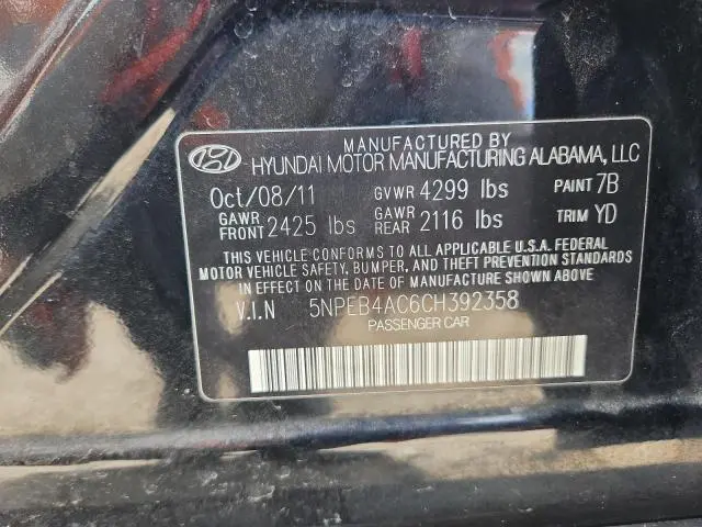 2012 HYUNDAI SONATA GLS  