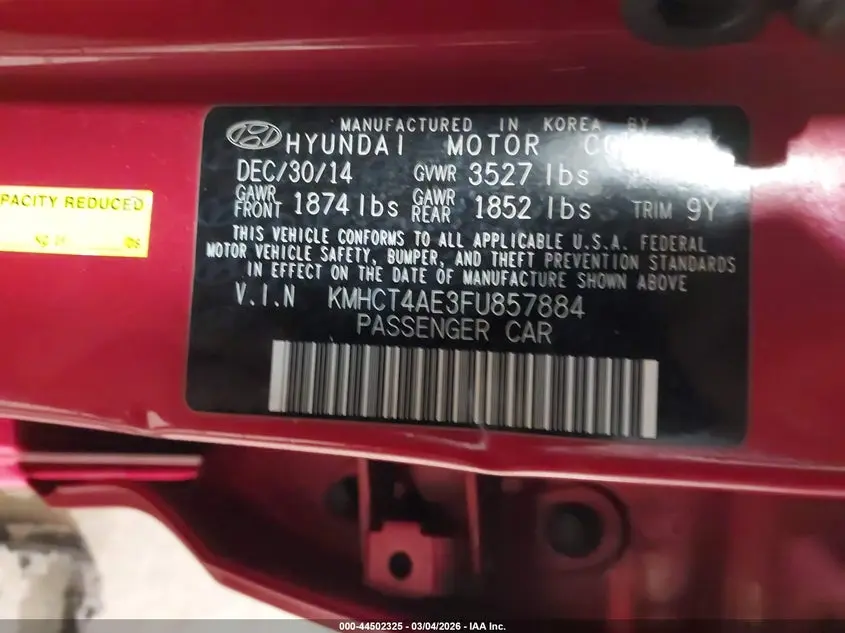 2015 HYUNDAI ACCENT GLS