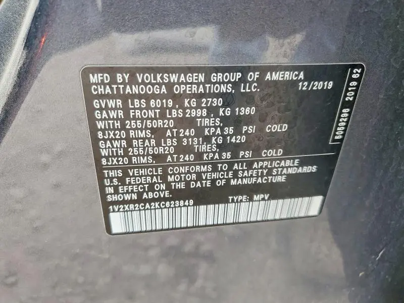 2019 VOLKSWAGEN ATLAS   