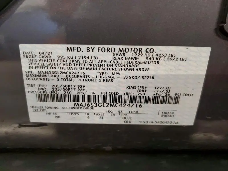 2021 FORD ECOSPORT SE  