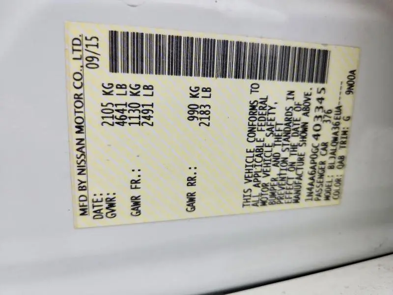 2016 NISSAN MAXIMA 3.5 S  