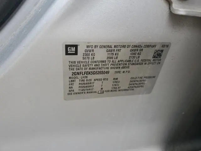 2016 CHEVROLET EQUINOX LT  