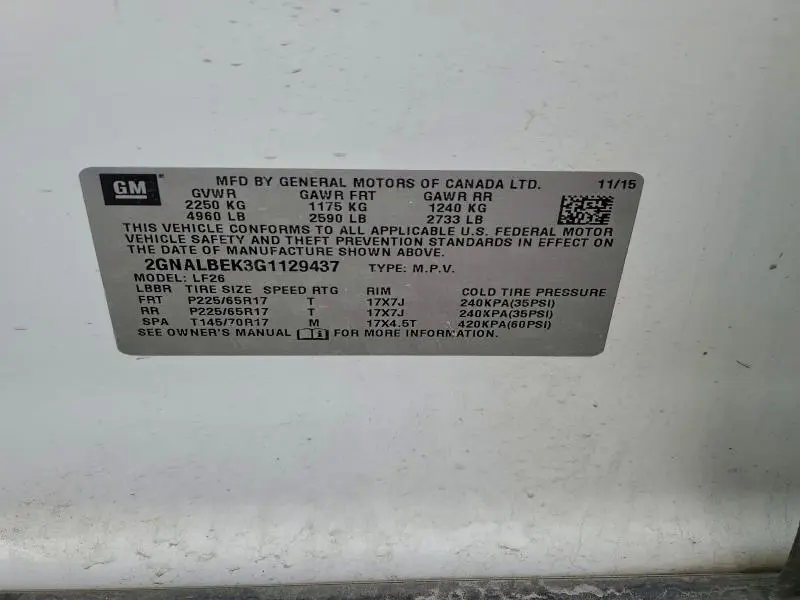 2016 CHEVROLET EQUINOX LS  