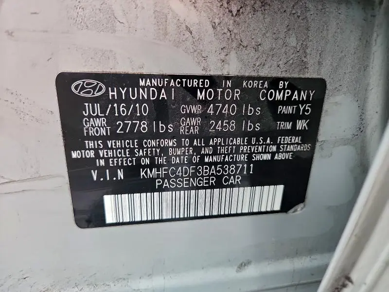 2011 HYUNDAI AZERA GLS  