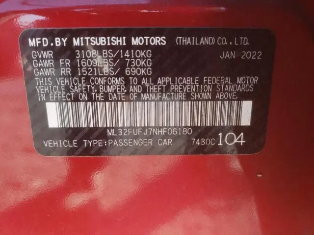 2022 MITSUBISHI MIRAGE G4 ES  