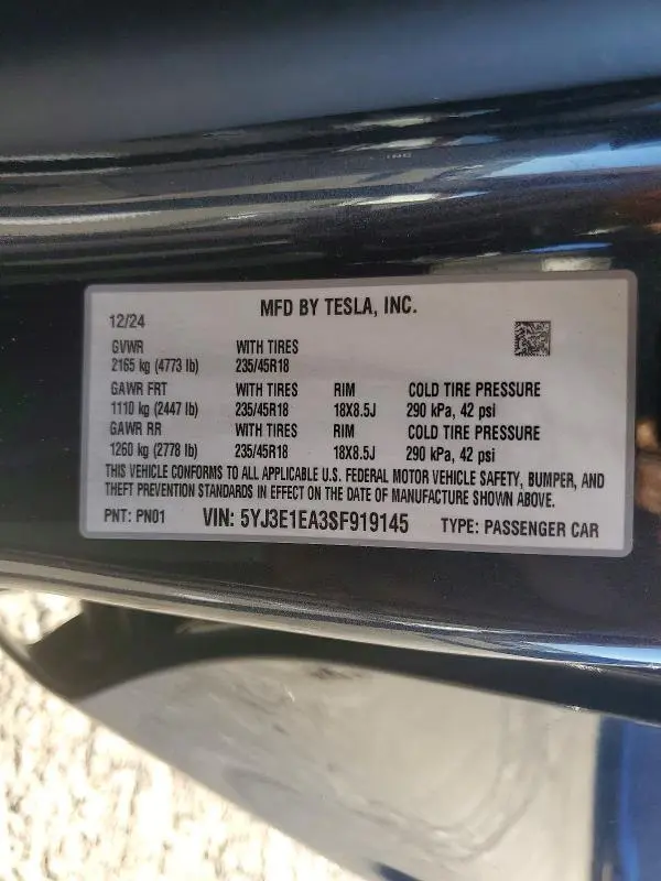 2025 TESLA MODEL 3   