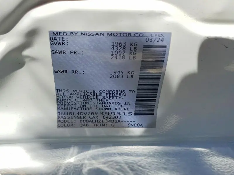 2024 NISSAN ALTIMA SV  