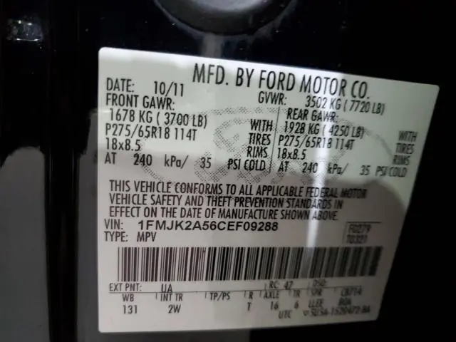 2012 FORD EXPEDITION EL LIMITED  