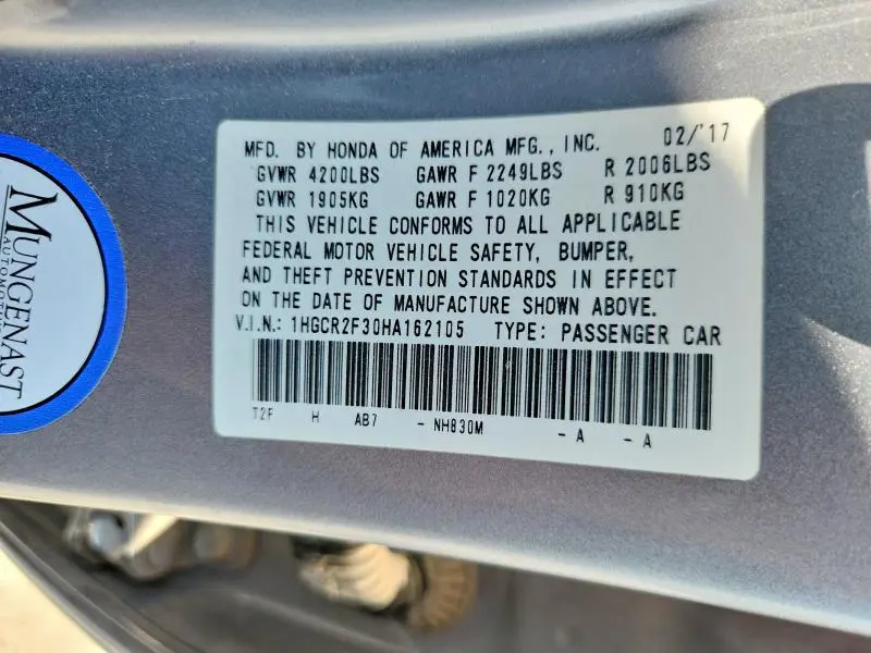 2017 HONDA ACCORD LX  