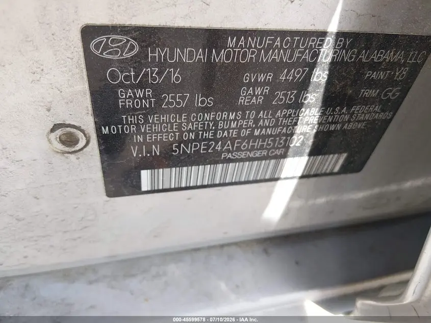 2017 HYUNDAI SONATA SE
