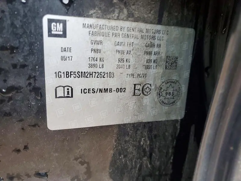 2017 CHEVROLET CRUZE PREMIER  