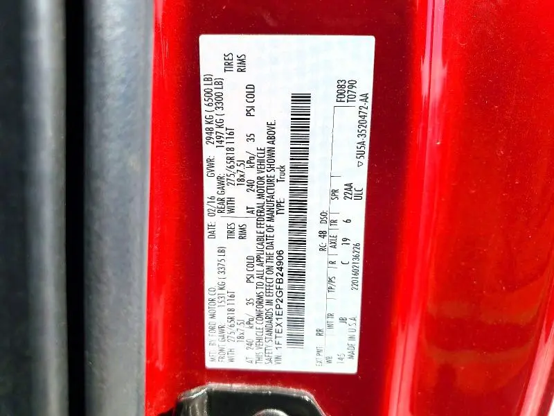2016 FORD F150 SUPER CAB  