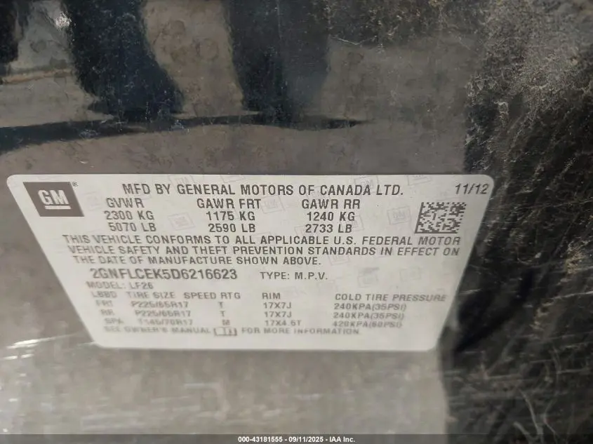 2013 CHEVROLET EQUINOX LS