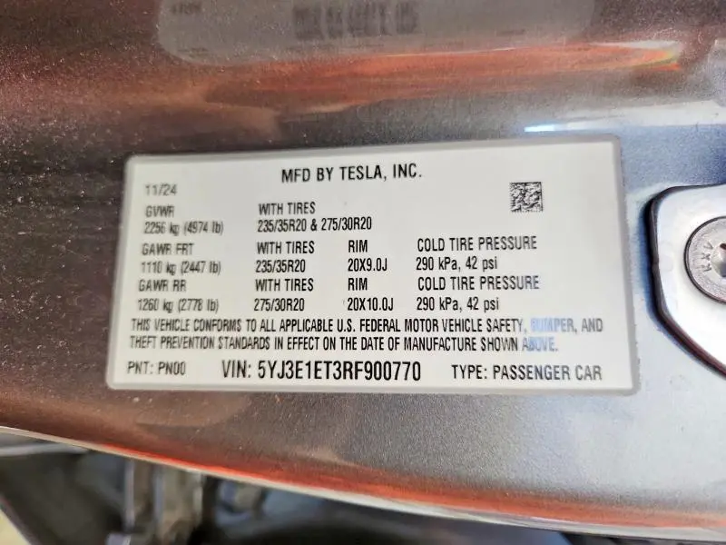 2024 TESLA MODEL 3   