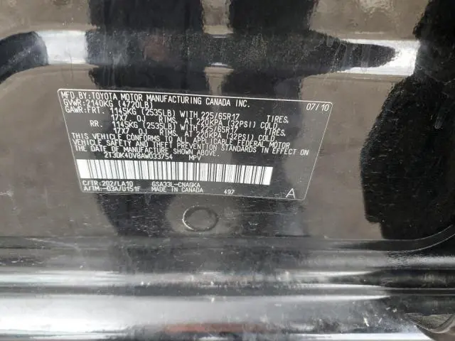 2010 TOYOTA RAV4 LIMITED  