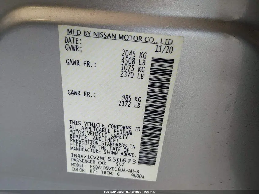 2021 NISSAN LEAF SV 40 KWH
