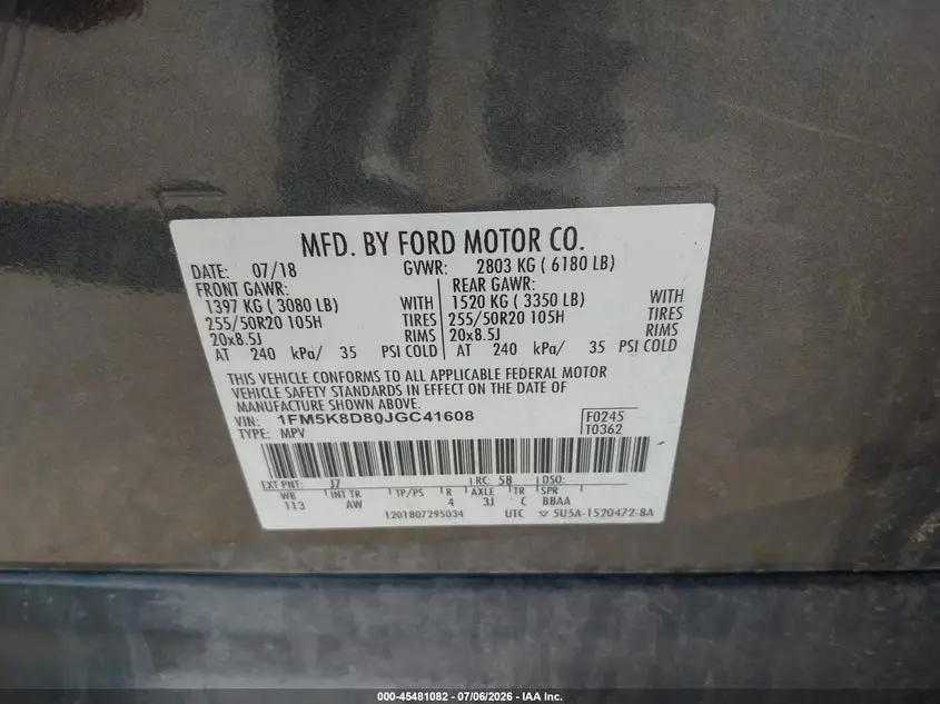 2018 FORD EXPLORER XLT