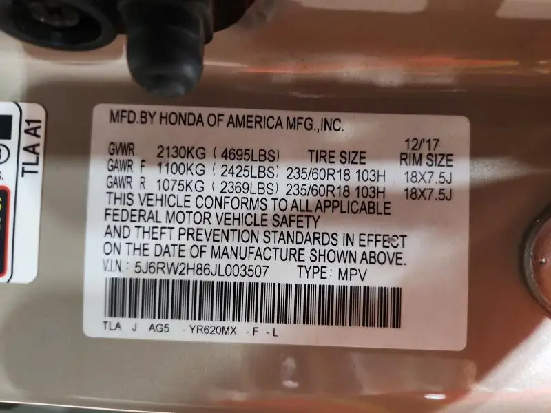 2018 HONDA CR-V EXL  