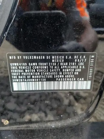 2017 VOLKSWAGEN JETTA S  