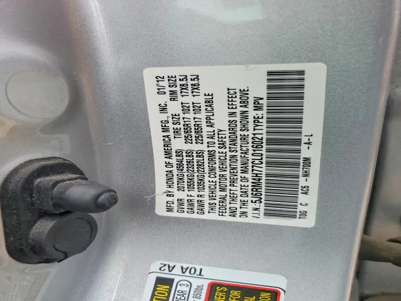 2012 HONDA CR-V EXL  