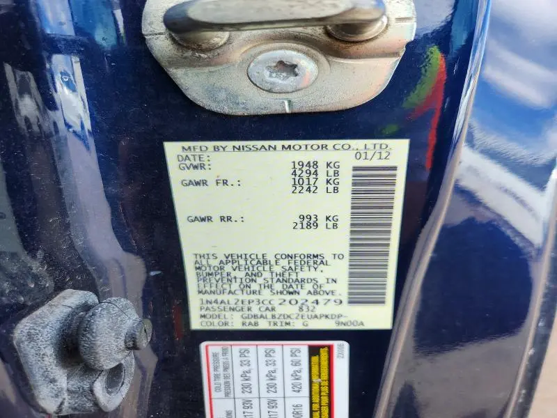 2012 NISSAN ALTIMA S  