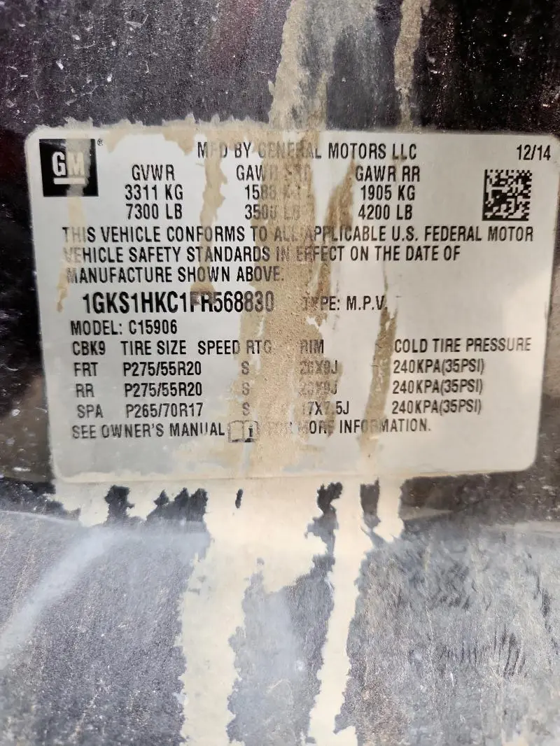 2015 GMC YUKON XL C1500 SLT  