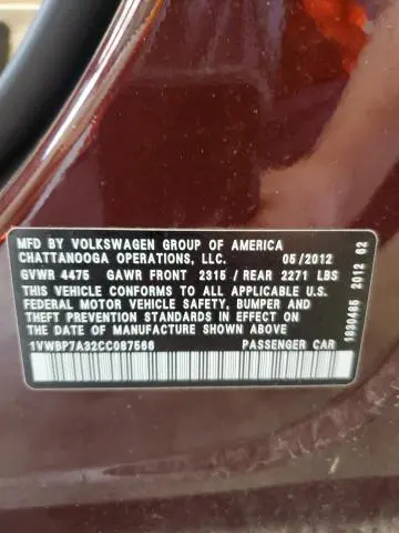2012 VOLKSWAGEN PASSAT SE  