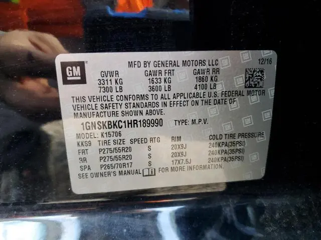 2017 CHEVROLET TAHOE K1500 LT  