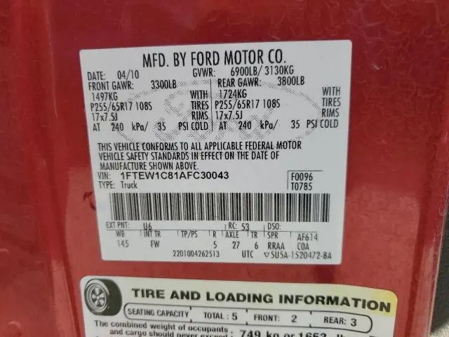 2010 FORD F150 SUPERCREW  