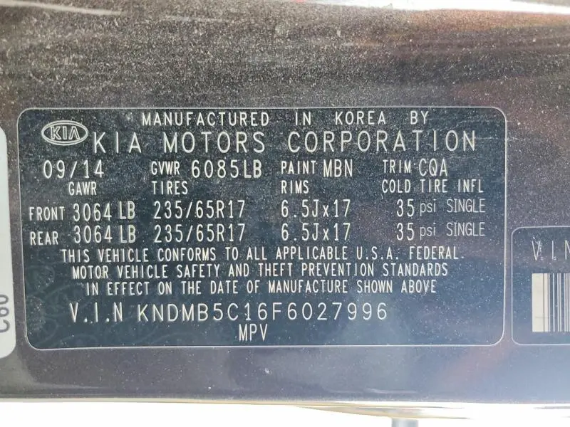 2015 KIA SEDONA LX  