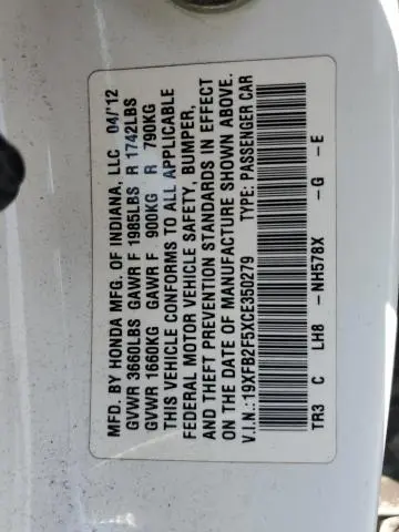 2012 HONDA CIVIC LX  