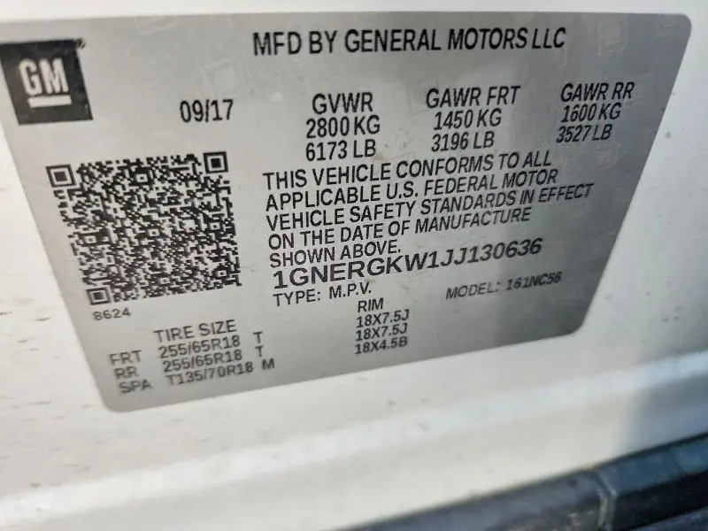 2018 CHEVROLET TRAVERSE LT  