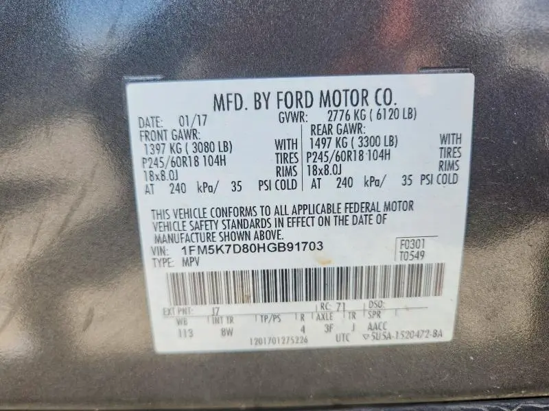 2017 FORD EXPLORER XLT  